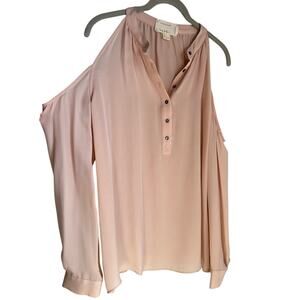 Nicole Miller Artelier Pink Silk Cold Shoulder Blouse Women's Large